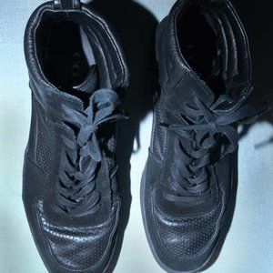 Cole Haan Black Leather High Top Lace Up Sneaker